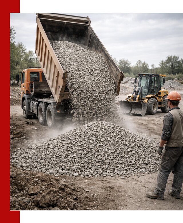 Доставка щебня в Еманжелинске крупными и мелкими фракциями