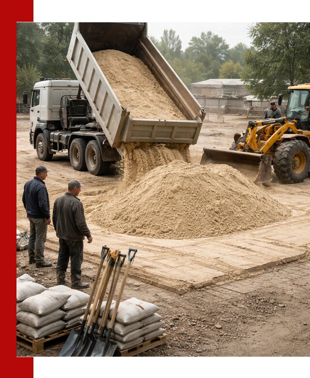 Доставка мытого песка в Еманжелинске с самосвалами по выгодной цене