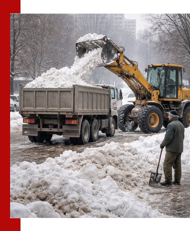 Вывоз снега грузовой техникой в Еманжелинске оперативно и чисто