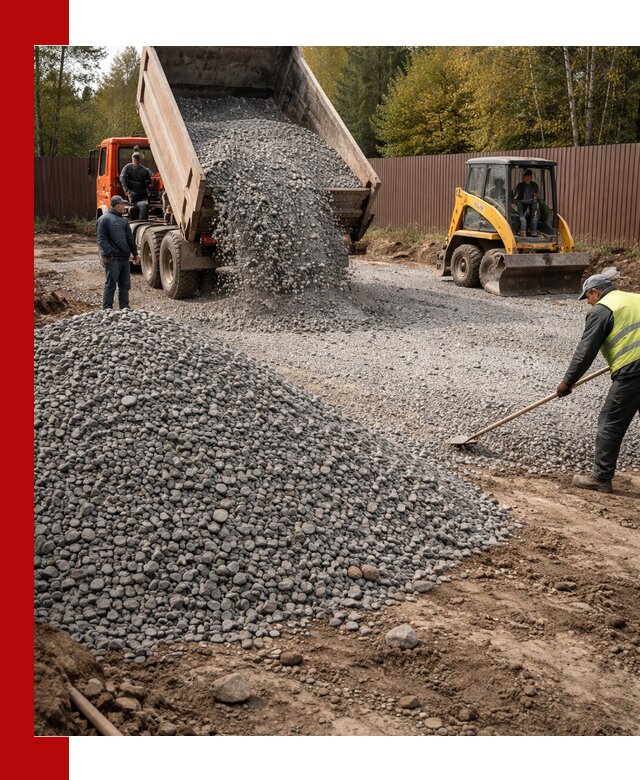 Отсыпка участка щебнем с доставкой и уплотнением в Еманжелинске