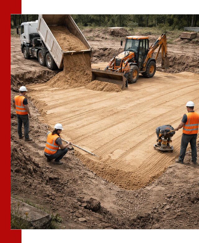 Устройство песчаной подушки для фундаментов и дорог в Еманжелинске